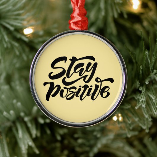 Blijf positief geel metalen ornament (Boom)