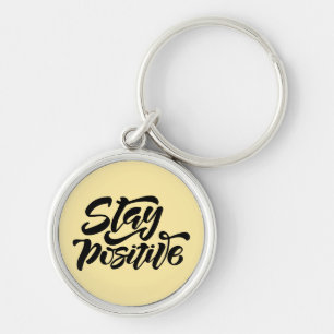 Blijf positief geel sleutelhanger