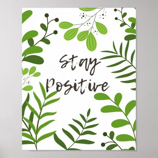 Blijf positief gemotiveerd poster met botanisch (Voorkant)
