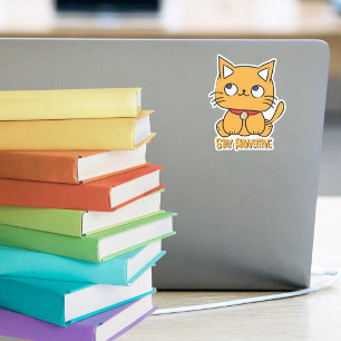 Blijf Positief Grappige Kat Cartoon Laptop Notitie Sticker