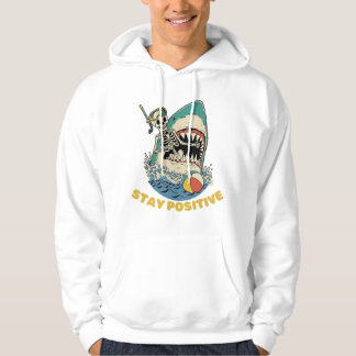 Blijf Positief - Grappige Skelet Haaienaanval Hoodie