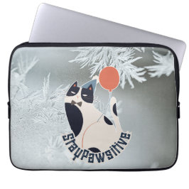 Blijf Positief Kat Illustratie Moderne Neoprene La Laptop Sleeve
