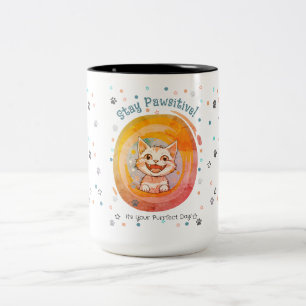 Blijf Positief Kat Koffiemok Minimalistisch Cadeau Tweekleurige Koffiemok