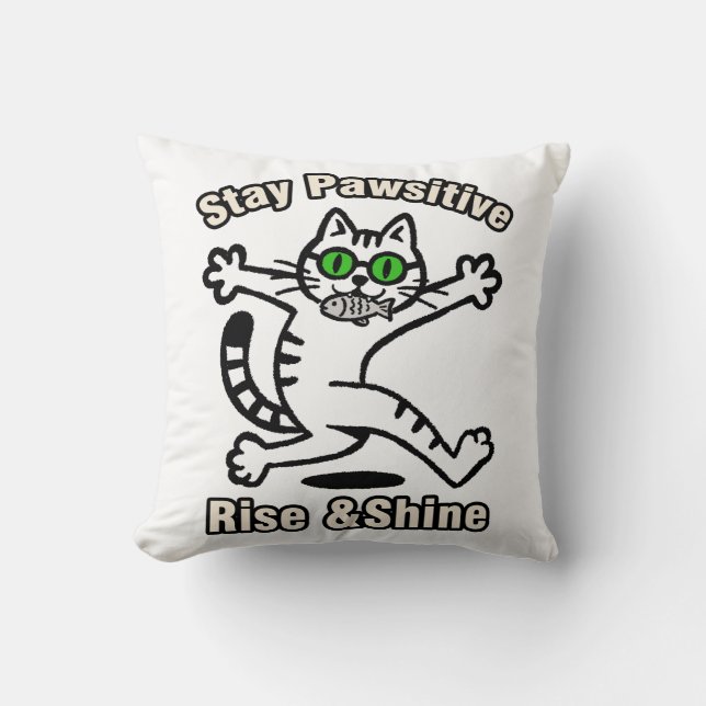 Blijf Positief Kat Kussen (Voorkant)