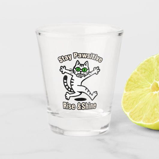 Blijf Positief Kat Shot Glas (Voorkant)