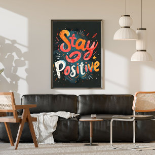 Blijf Positief Kleurrijke Handlettering Inspireren Poster