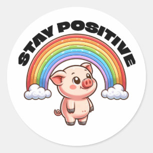 Blijf positief Rainbow Pig Sticker ontwerp