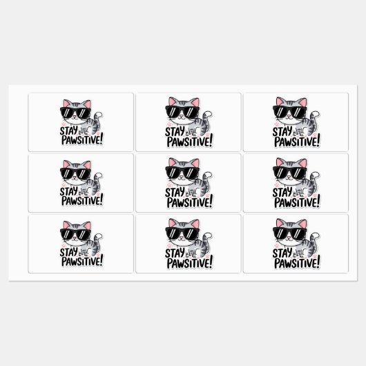 Blijf positief! Schattige Cat Sticker Pack – Set v (Vel)