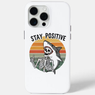Blijf positief Skeleton Shark Sunset iPhone 15 Pro Max Hoesje