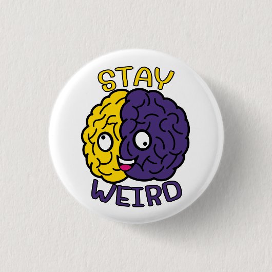 Blijf raar - Goofy Face Brain Ronde Button 3,2 Cm (Voorkant)