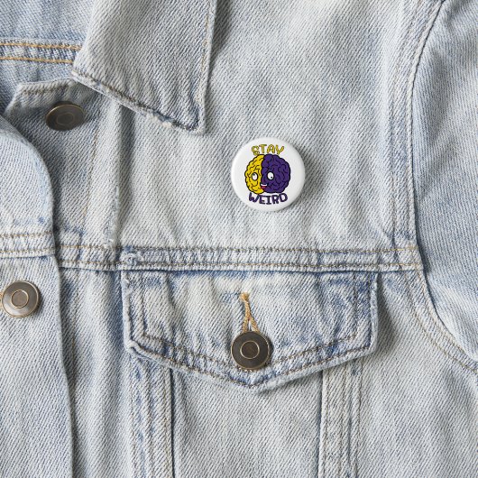 Blijf raar - Goofy Face Brain Ronde Button 3,2 Cm (In situ)