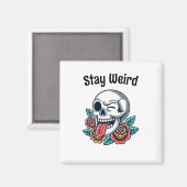 Blijf raar retro schedel magneet (Voorkant / Achterkant)