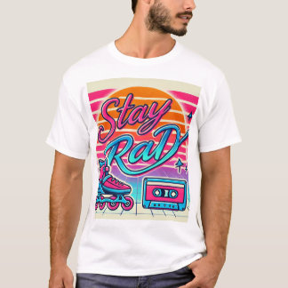 Blijf Rad Retro 80s Roller Schaats en Cassette T-shirt