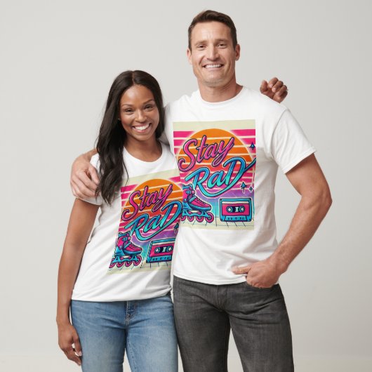 Blijf Rad Retro 80s Roller Schaats en Cassette T-shirt (Unisex)