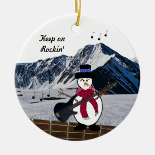Blijf Rocken Sneeuwman Gitaar Keramische Versierin Keramisch Ornament