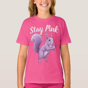 Blijf Roze Lavendel Eekhoorn Grafisch Kinder T-shi T-shirt