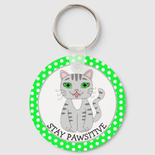 Blijf rustig   Cute Gray Cat   Wees blij met de Sl Sleutelhanger