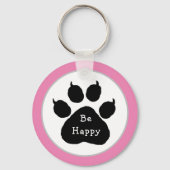 Blijf rustig | Cute Gray Cat | Wees blij Sleutelhanger (Achterkant)