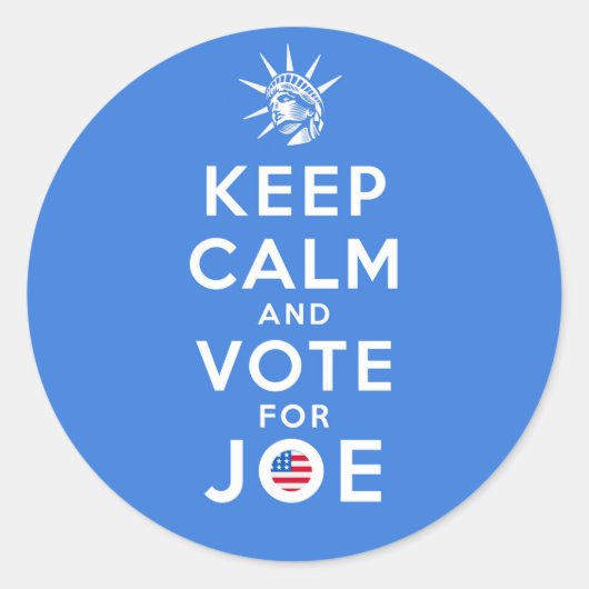 BLIJF RUSTIG EN STEM OP JOE RONDE STICKER (Voorkant)