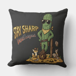 Blijf Scherp Woestijn Legende Cowboy Cactus Illust Kussen