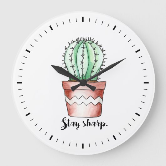 Blijf Sharp Cactus wandklok Grote Klok (Voorkant)