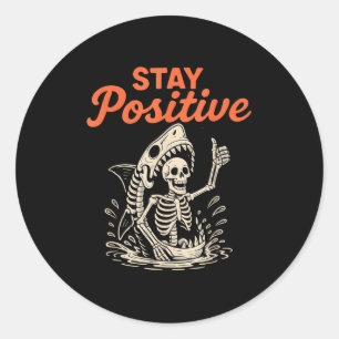 Blijf Skeleton Haai Grappig Halloween Grappig Ronde Sticker