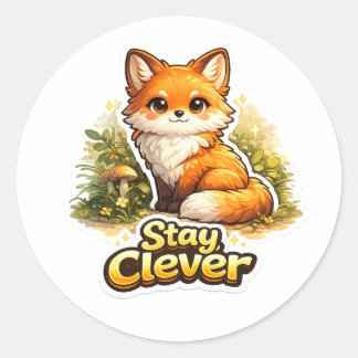 Blijf Slim - Mooie Vos Motivatie Ronde Sticker