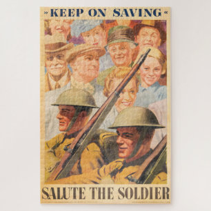 Blijf sparen. Vertegenwoordiging van Brits poster Legpuzzel