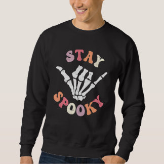 Blijf Spooky Geest Skelet Groovy Retro Halloween Trui