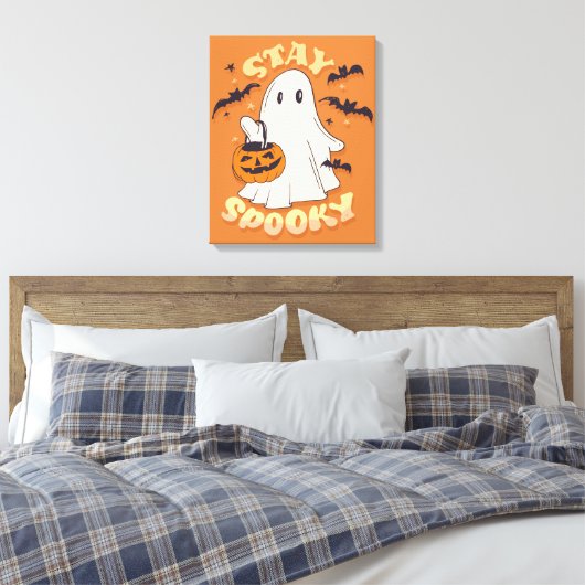 Blijf Spooky Ghost Canvas Afdruk (Insitu (Slaapkamer))
