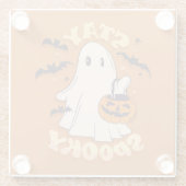 Blijf Spooky Ghost Glazen Onderzetter (Achterkant)
