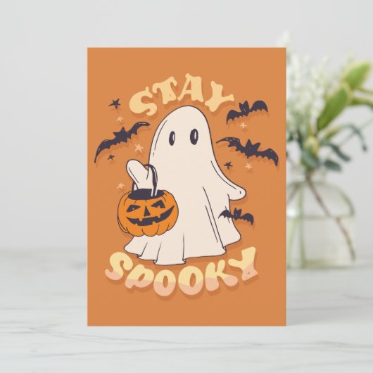 Blijf Spooky Ghost Kaart (Staand voorkant)