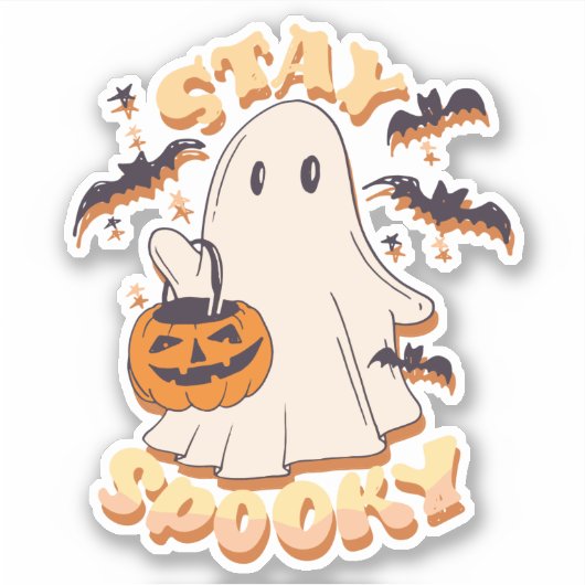 Blijf Spooky Ghost Sticker (Voorkant)