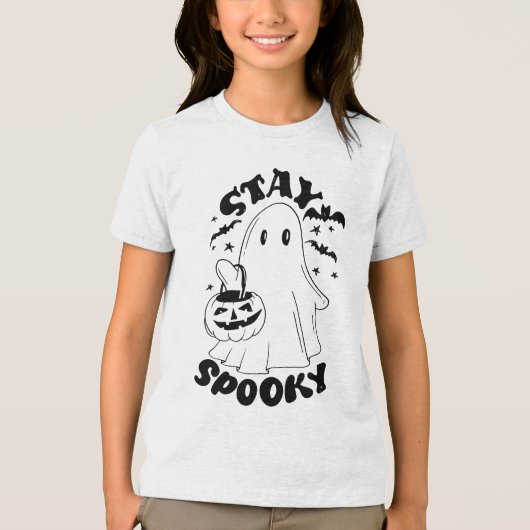 Blijf Spooky Ghost Tri-Blend Shirt (Voorkant)