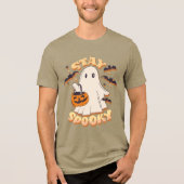 Blijf Spooky Ghost Tri-Blend Shirt (Voorkant)