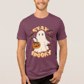 Blijf Spooky Ghost Tri-Blend Shirt (Voorkant)