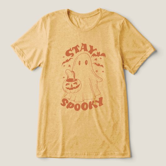 Blijf Spooky Ghost Tri-Blend Shirt (Design voorkant)