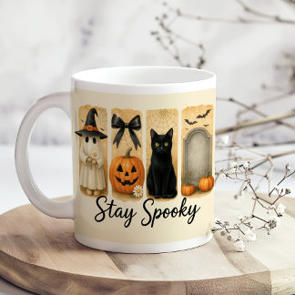 Blijf Spooky Halloween Brush Stroke Cat Koffiemok