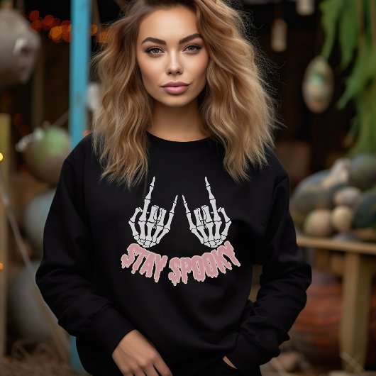Blijf Spooky Halloween Skelet Handen Trui