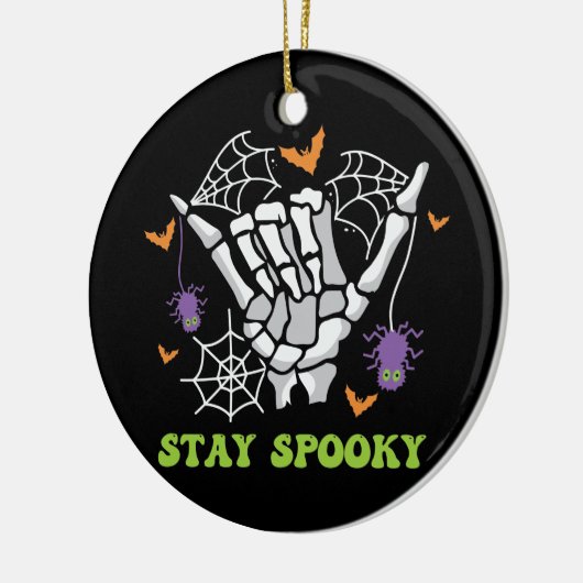 Blijf Spooky Halloween Skeleton Hand Keramisch Ornament (Links)