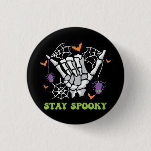 Blijf Spooky Halloween Skeleton Hand Ronde Button 3,2 Cm