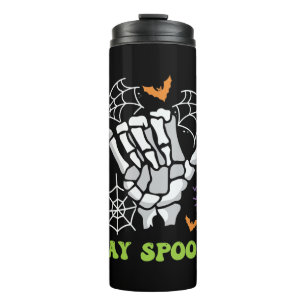 Blijf Spooky Halloween Skeleton Hand Thermosbeker