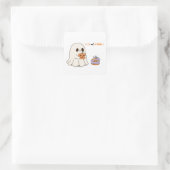 Blijf Spooky Schattige Ghost & Pumpkin Halloween P Vierkante Sticker (Tas)