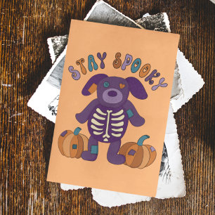 Blijf Spooky Schattige Skeleton Dog Halloween Briefkaart