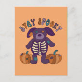 Blijf Spooky Schattige Skeleton Dog Halloween Briefkaart (Voorkant)