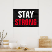 Blijf sterk Inspirerend grijs hout wit rood tekst Poster (Keuken)