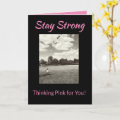 Blijf Sterk Kanker Roze Wenskaart Kaart (Gele Bloem)