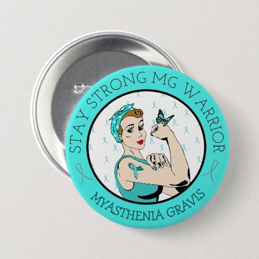 Blijf sterk Myasthenia Gravis Warrior Button (Voorkant /achterkant)