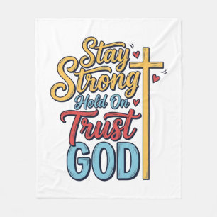 Blijf Sterk Vertrouw God Christelijk Kruis Shirt O Fleece Deken