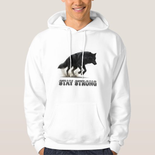 Blijf sterke wolf hoodie (Voorkant)